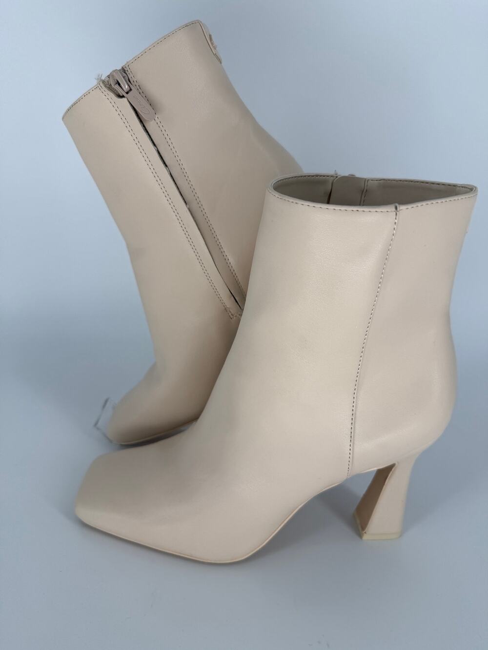 Circus Sam Edelman Emma Womens 10 Ivory Square Toe Ankle Boots Heeled Booties